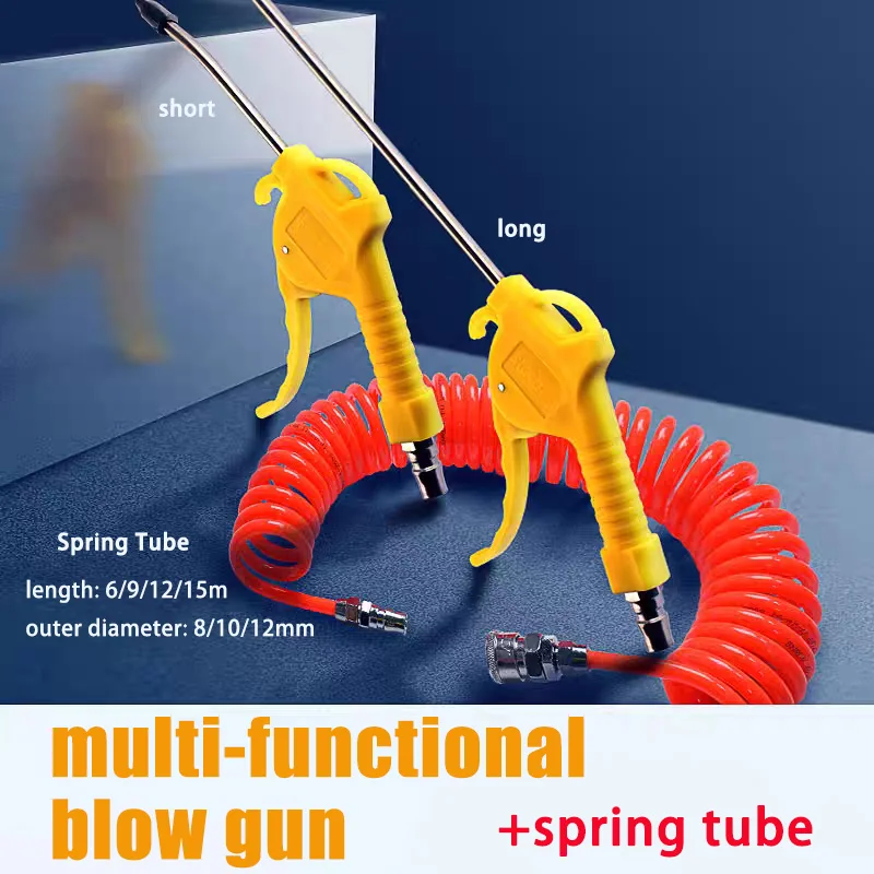 

Pneumatic Hardware Tool Gun Air Pump Extended Nozzles High Pressure Dust Blowing Gun Add 8mm 10mm 12mm Spring Tube 6m9m 12m 15m