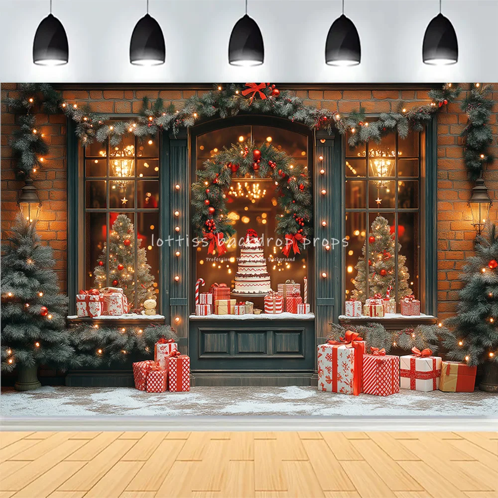 Winter Christmas Atmosphere Windows Photography Background Merry Christmas Glow Christmas Little Studio Backdrops AG-13