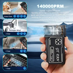 140000RPM Mini Turbo Jet Fan 3-Speed Regulation Real-Time Battery Display Wind Speed 54m/s  Car Computer Cleaning Tool