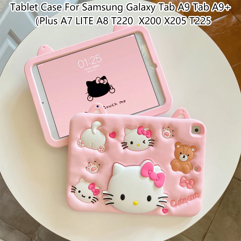 Kuromi Table Case For Samsung Galaxy Tab A9 Plus A8 X200 X205 A7 Lite T220 T225 Tablet Case Silicon For Tab A9 Kids Stand Cover