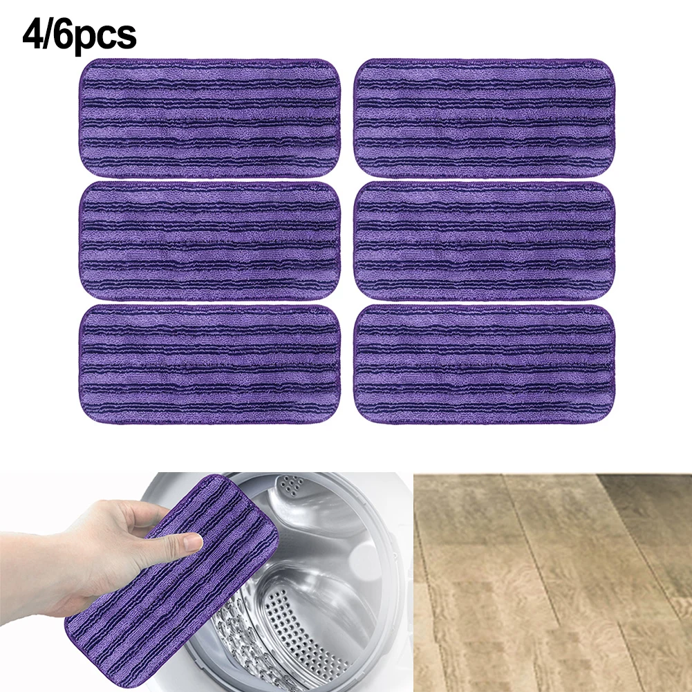 4/6pcs Reusable Mop Pads Microfiber Cloth For For Swiffer Wet Jet Mop Wet Pads Machine Washable Up To 100 Times