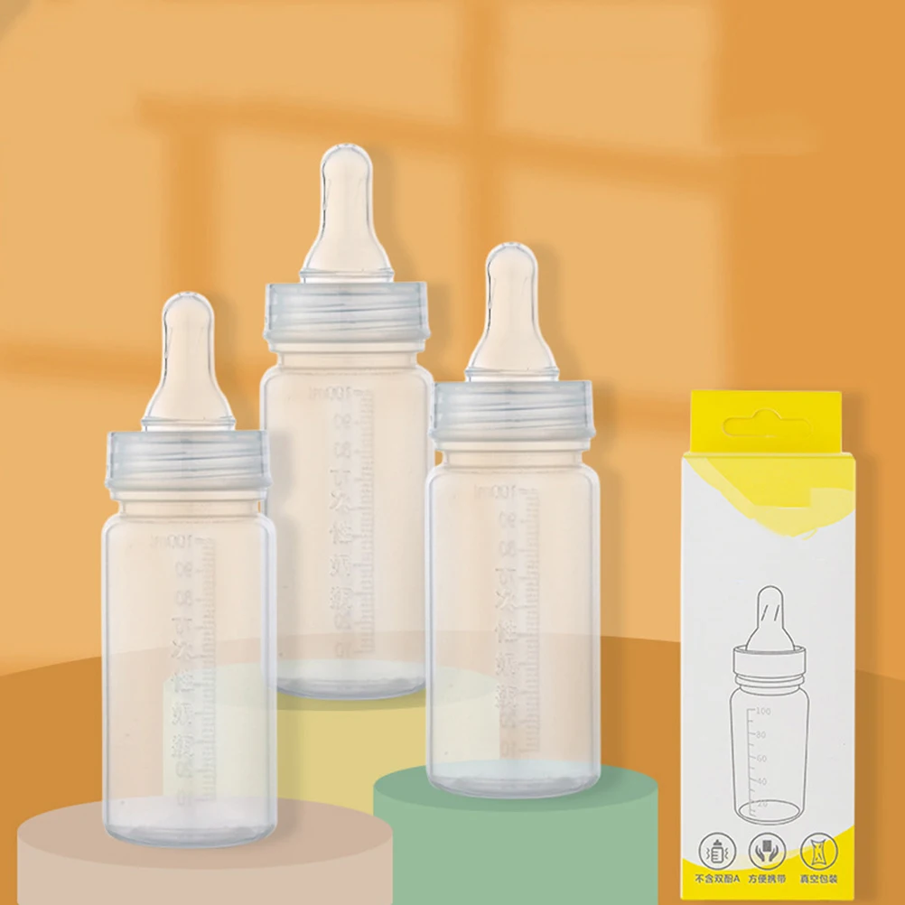 

4pcs Newborn Baby Bottles 100ml Transparent Disposable Scale Design Leak Proof Portable Milk Feeding Supplies Infant Bottle