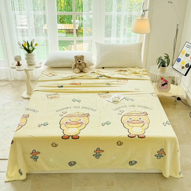 Cartoon Yellow Duck Throw Blanket Cute Animal Cozy Fluffy Plush Blanket Soft Flannel Throw Blankets for Kids Girls Boys Sofa Bed