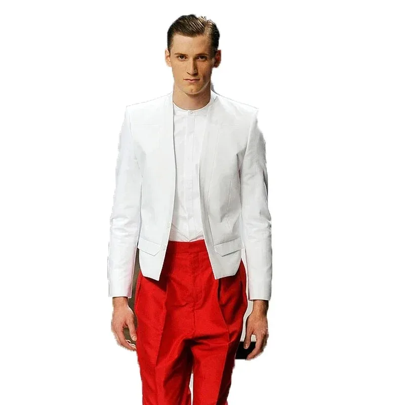 

Men's Coat Long Sleeve 2021 Spring Thin European And American Fashion Slim Casual White Retro Top Jacket