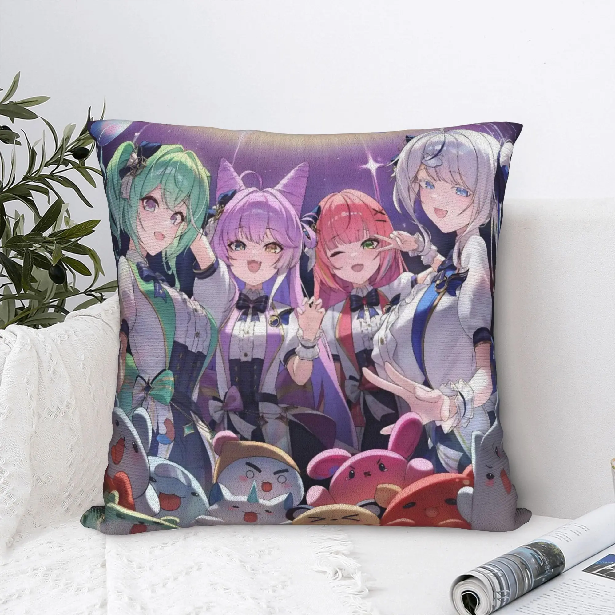 StelLive Korean Virtual YouTuber Square Pillow Case  Cushion Covers Funny Polyester Decorative Pillowcase for Sofa 45*45cm