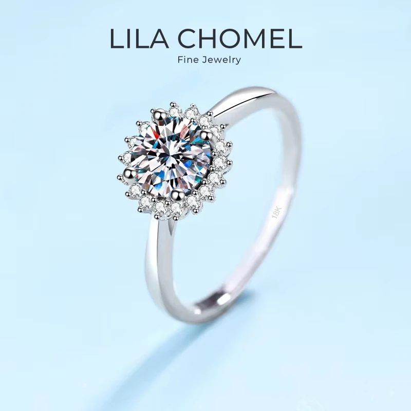 Women Engagement 18K White Gold Wedding Band 1CT VVS D Color Moissanite Diamond Girl Valentines Day PT950 Platinum Birthday Gift