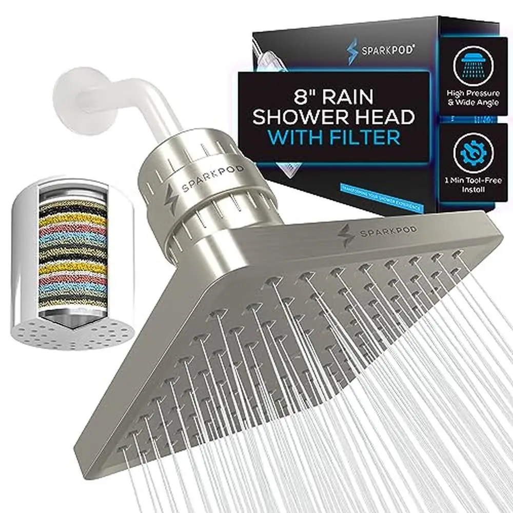 Luxury Water Filter Shower Head Set Removes Chlorine Heavy Metals Boosts Shower Pressure 8