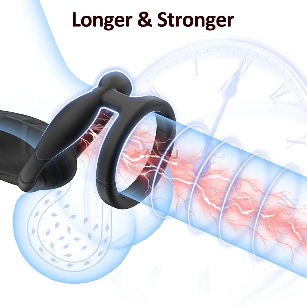 تهتز خاتم الديك القضيب الدائري الجنس لعب للرجال الأزواج Taint محفز رصاصة الشرج بعقب المكونات جهاز تدليك للبروستاتا الذكور الهزاز #4