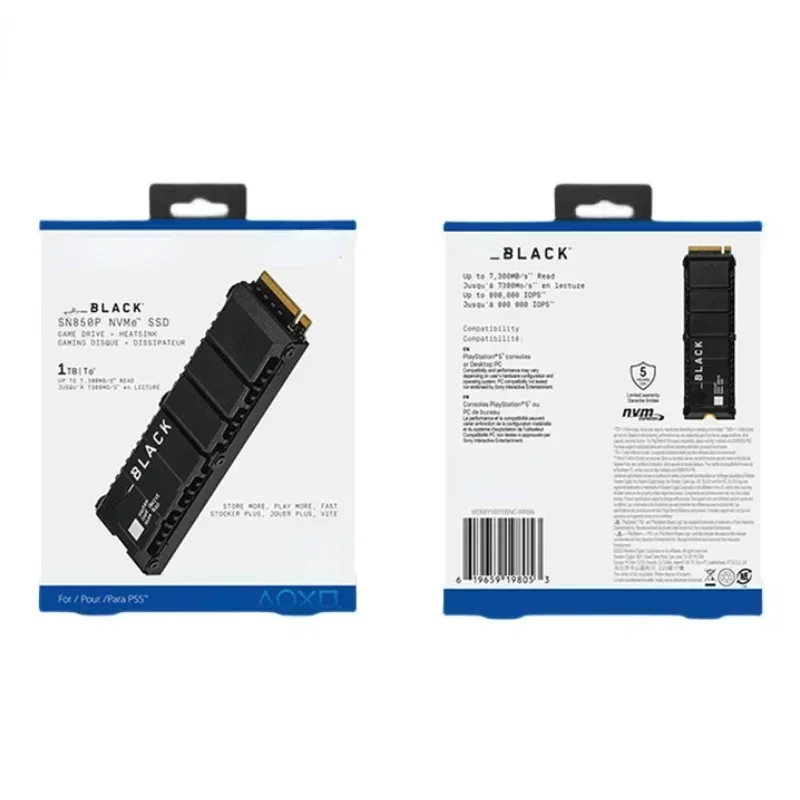 ZWART SN850P NVMe SSD PCIe4 Gen4 M.2 2280 1TB 2TB Solid State Drive Game Drive Sony versie Voor PS5 Laptop PC 2024