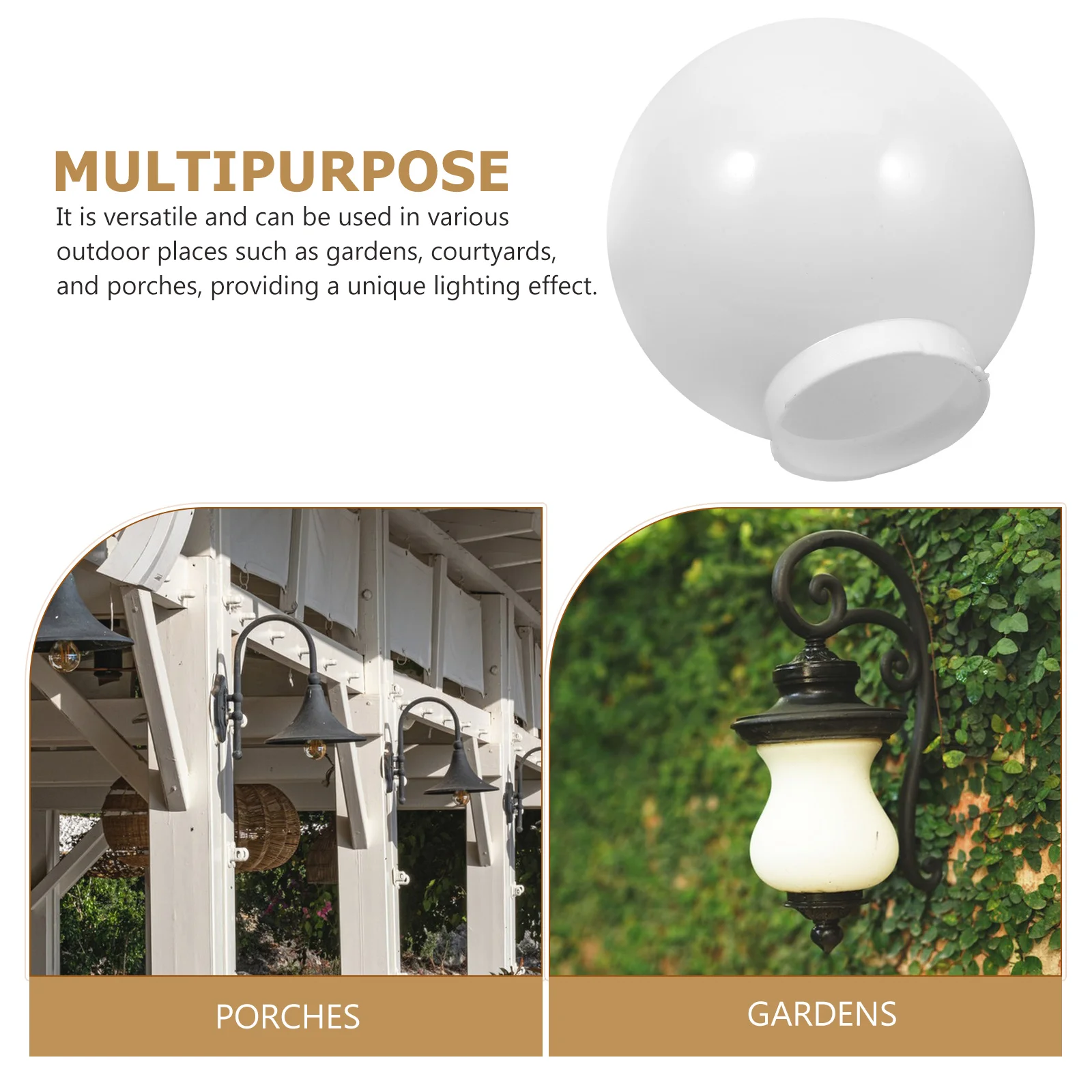 

Acrylic Sphere Shaped Lampshade Round Light Globe Outdoor Waterproof Lamp Cover Replacement for Garden Patio Decorative