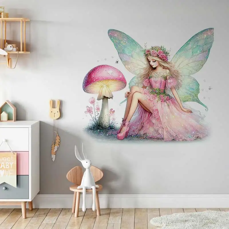 Cute Fairy Wall Sticker Baby Kids Room Decoration Mural Self-adhesive Bedroom Home Wallpaper Nursery Decor Decals S946