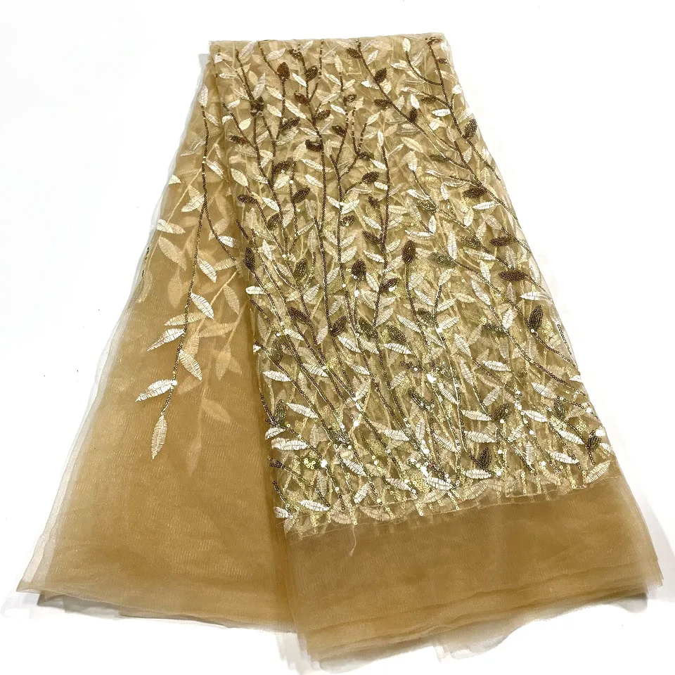 

Новейший дизайн 2023 года, африканское кружево с блестками, нигерийская тюлевая сетчатая ткань для женского платья, изготовление юбки, распродажа 5 ярдов HHY5555