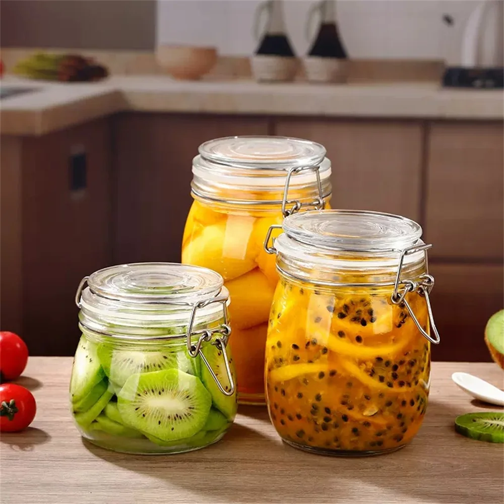 Eco-Friendly Food Grade Sealed Jar Versatile Leakproof Airtight Glass Storage Jar Sealing Clip Top Lid for Outdoor Activities