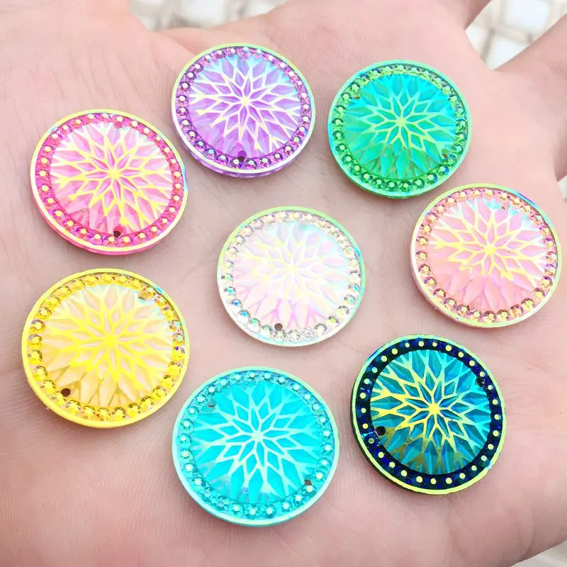 100PCS 20mm Round Flatback Rhinestone Crystal AB Color Base DIY Garment Accessories -E07*5