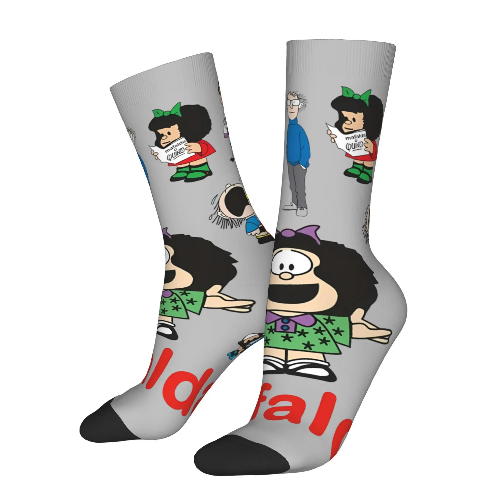 

Забавные носки для мужчин Mafalda, хип-хоп, Harajuku, счастливый дышащий узор, носки с принтом, бесшовный подарок