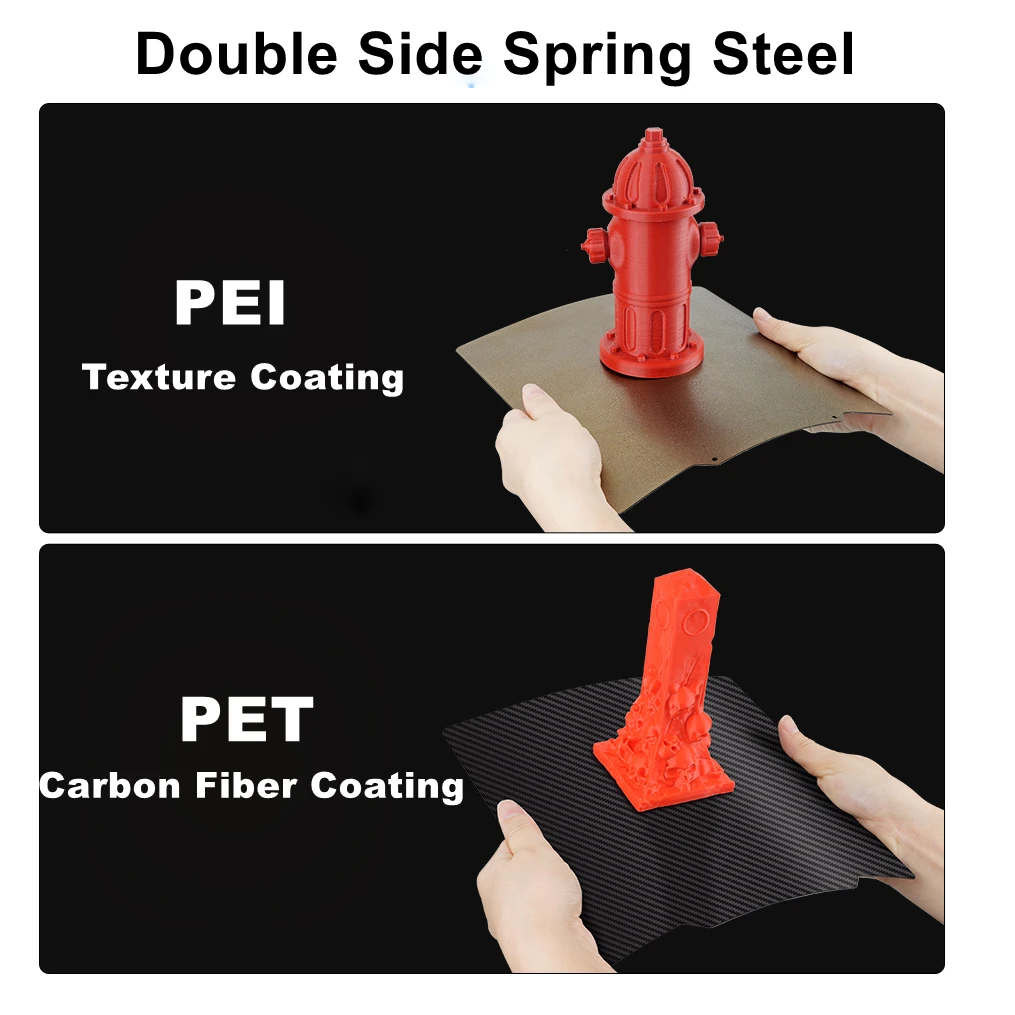 KINGROON New PET+PEI Sheet Double Side Heated bed Carbon Fiber Texture Spring Steel Sheets 180/220/235/310mm 3D Printer Parts