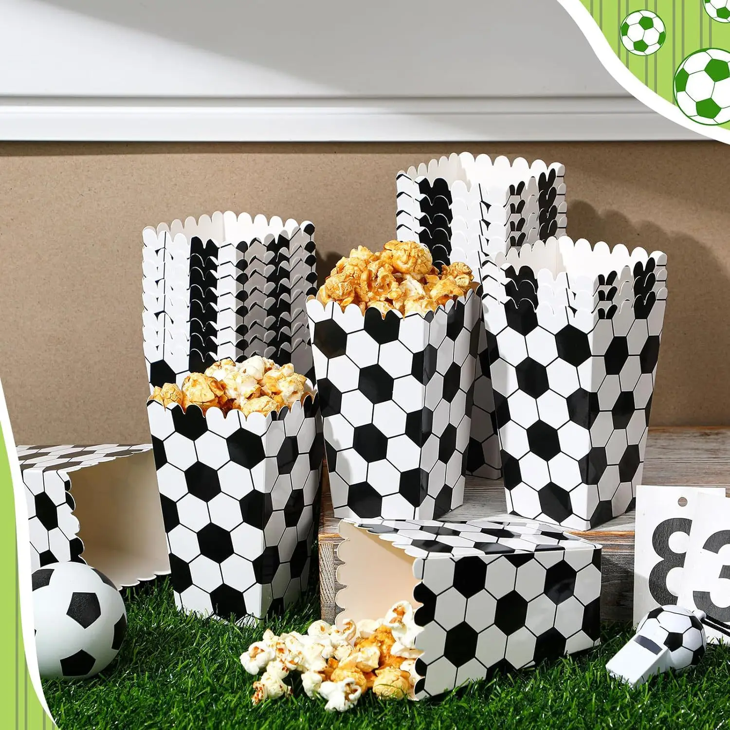 Football Popcorn Box Soccer Sport Chips Box Cookie Box Candy Box Snacks Food Tub Baby Shower for Kid Boy Birthday Party Supplies