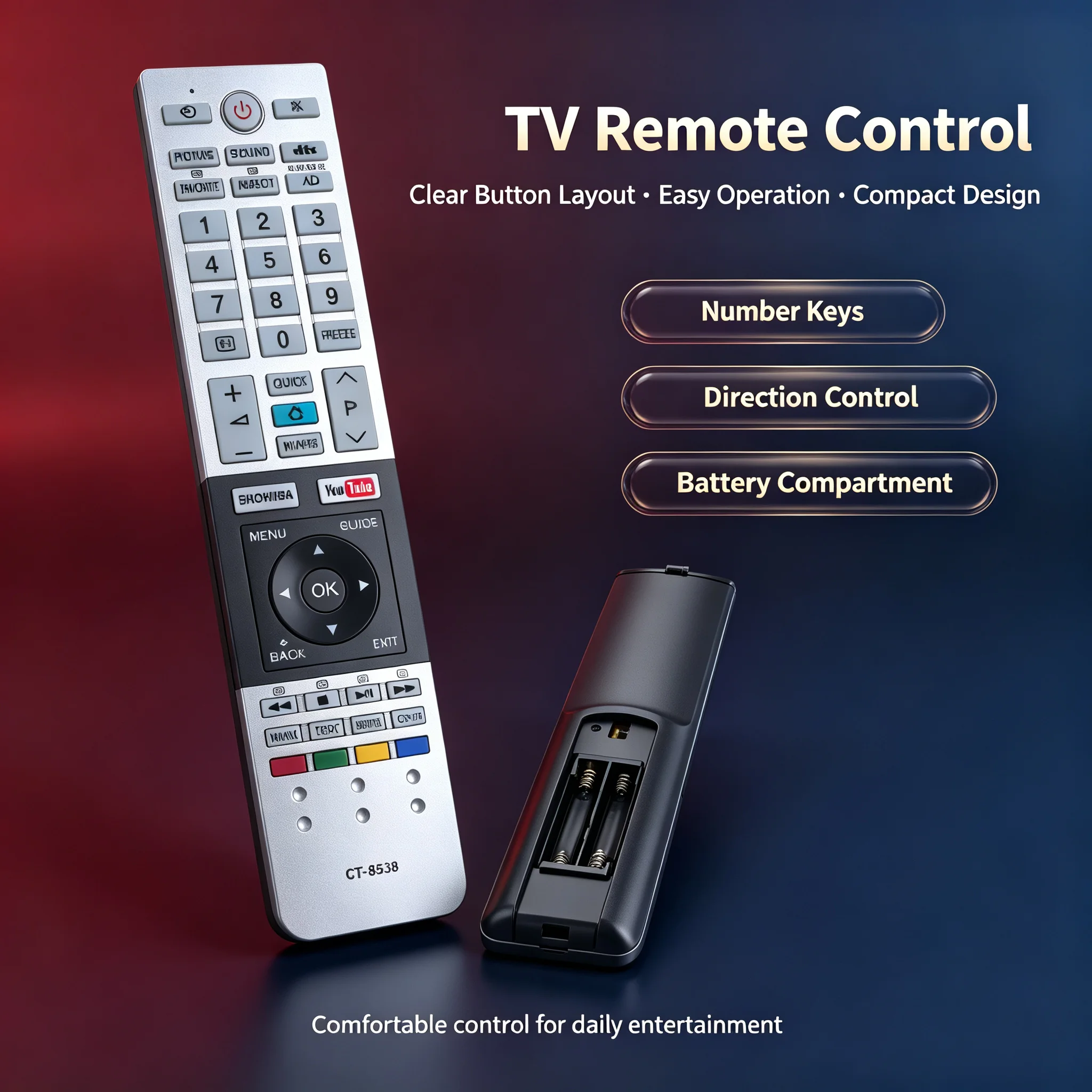 Remote Control CT-8538 For Toshiba LED TV Original