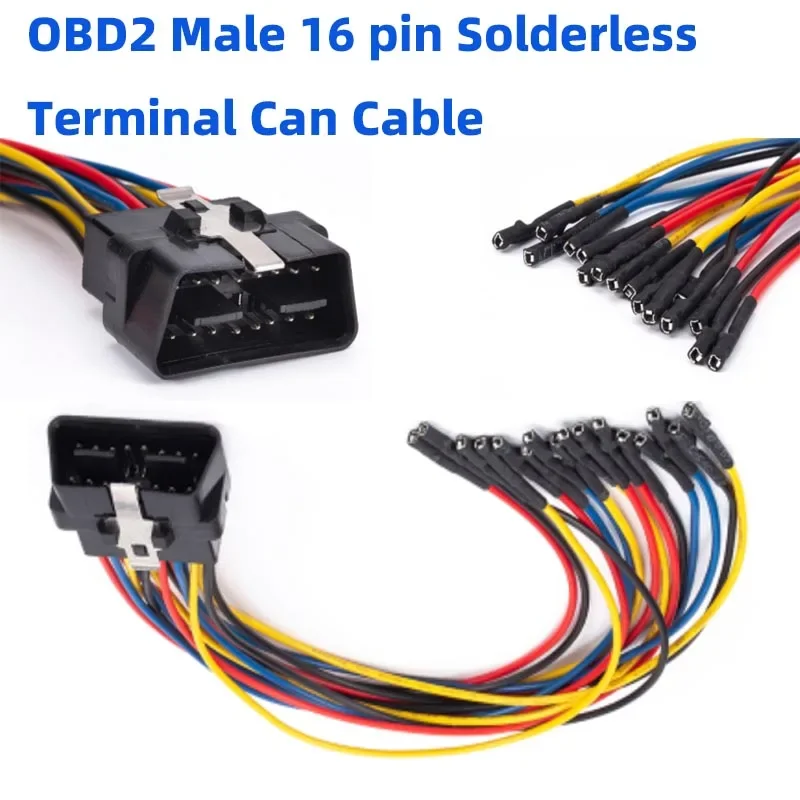 

18# DIY Assembly of Solderless Terminals OBD2 4Pin OBDII 16Pin Male Jumper Can Cabnle CAN + CAN- Line