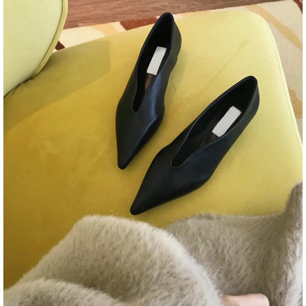 Trend Women Pointed Toe Dress Shoes Flats Work Shoe Retro Oxford Shoes Mules Casual Ladies Shoes Walking Leather Single Shoes image 5