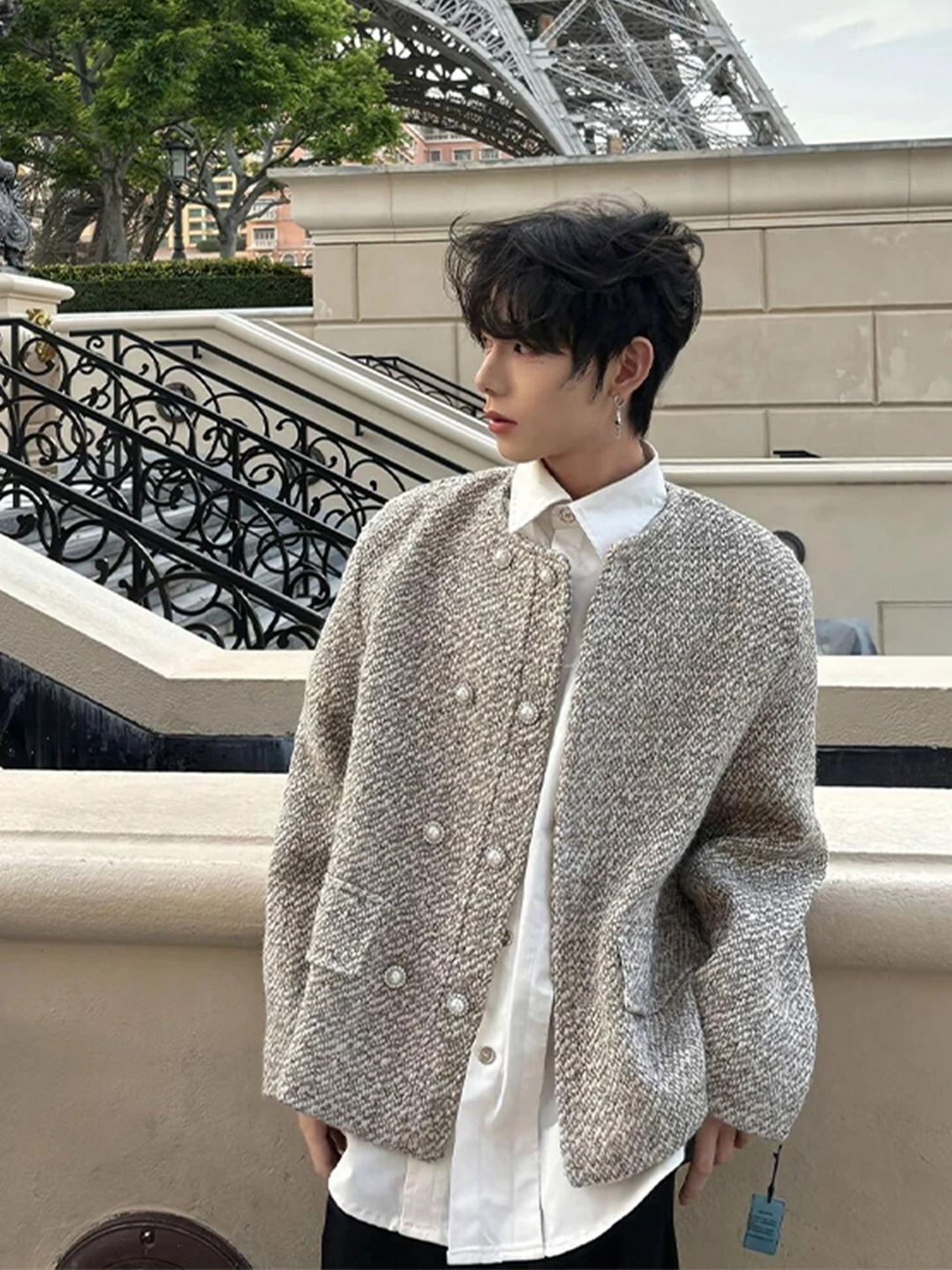 

Мужской шерстяной пиджак с двойной застежкой на пуговицы и утепленными плечами, осенний, модный, молодежный, стильный, верхняя одежда