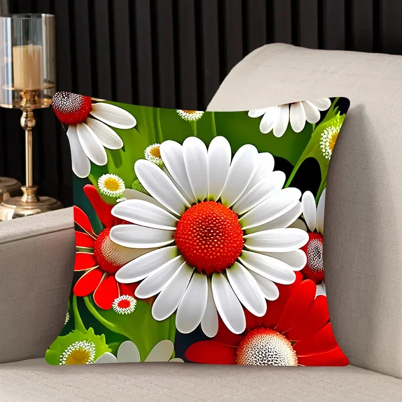 Pillow case Beautiful flowers Home Decor Printed Sofa pillowcase Backrest Chair Cushion Cover Fashion New Custom Gift