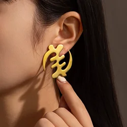 Customized Drawing Symbol Logo Earring for Women Stainless Steel Personalized Earrings Trendy Hyperbole Jewelry Birthday Gifts
