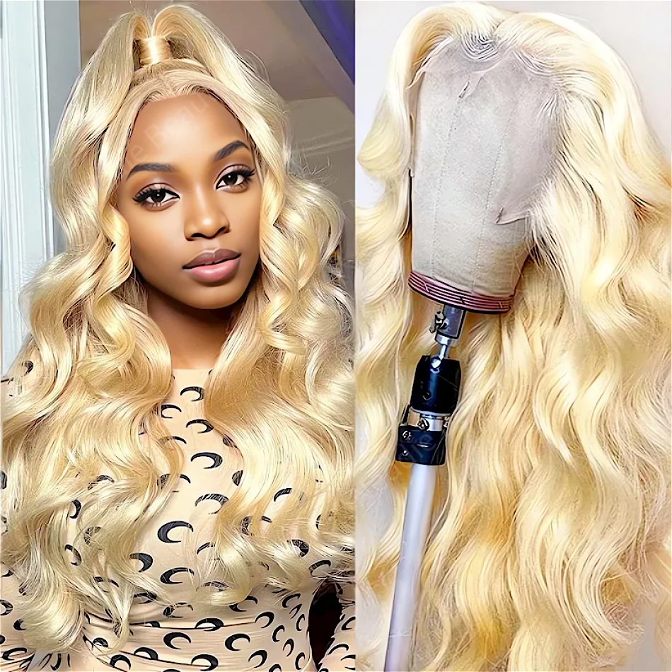 

Body Wave 13x6 HD Lace Frontal Wig Human Hair Honey Blonde 613 100% Transparent Choice 30 40 Inch PrePlucked Wigs For Women