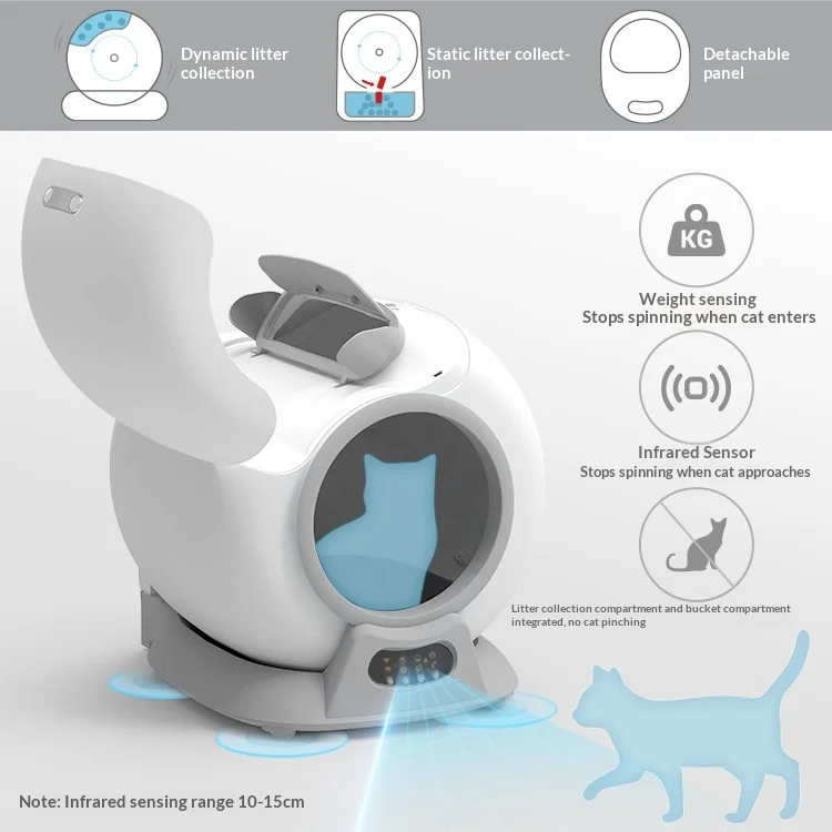 Caja de arena inteligente para gatos autolimpiable con tambor - imagen 4