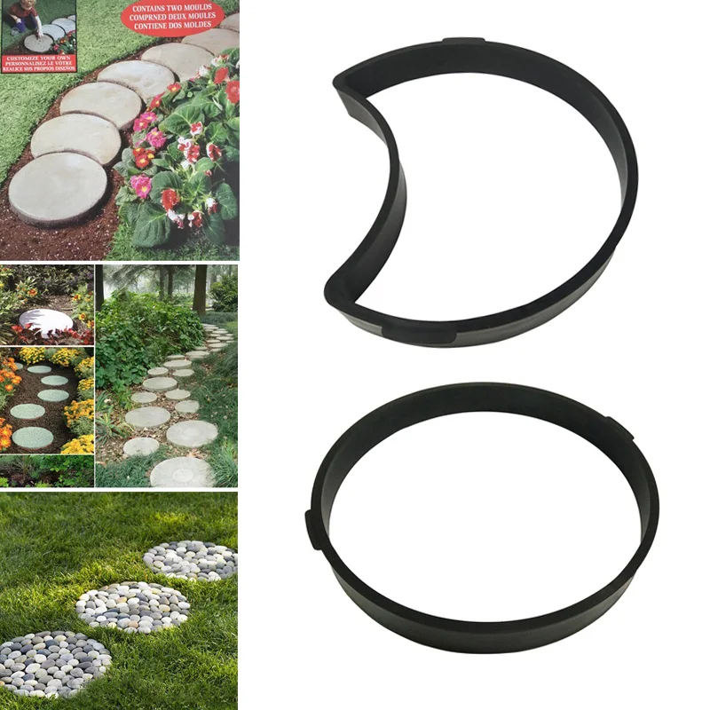 Garden DIY Plastic Mold Path Pavement Model Concrete Stepping Stone Cement Brick Maker Garden Path Concrete Steping Stone