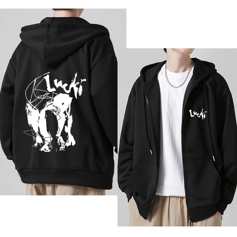 

Rapper Lucki Shadow Printed Zipper Hoodie Men women Hip Hop Oversized Zip Up Jacket Fashion Vintage Streetwear Pullover Casual