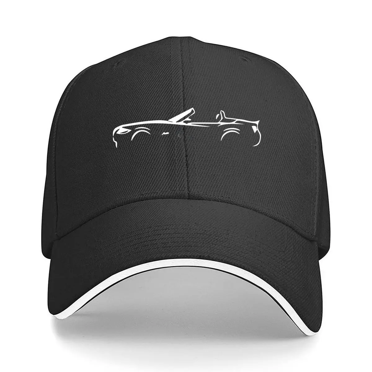 Convertible Car White Outline Sandwich Baseball Cap Outdoor