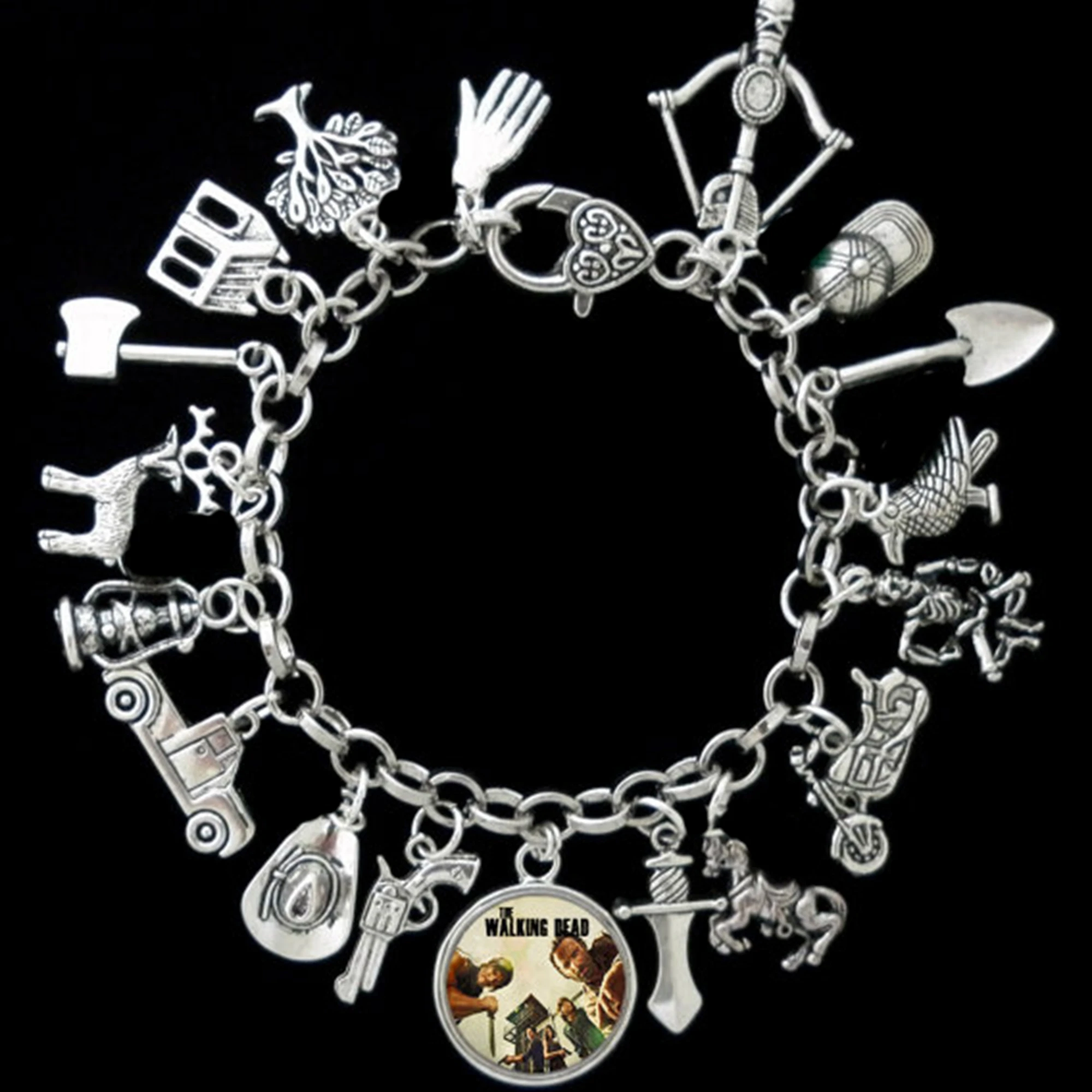 6pcs-the-walking-dead-themed-hat-gun-bird-charm-bracelet-silver-tone