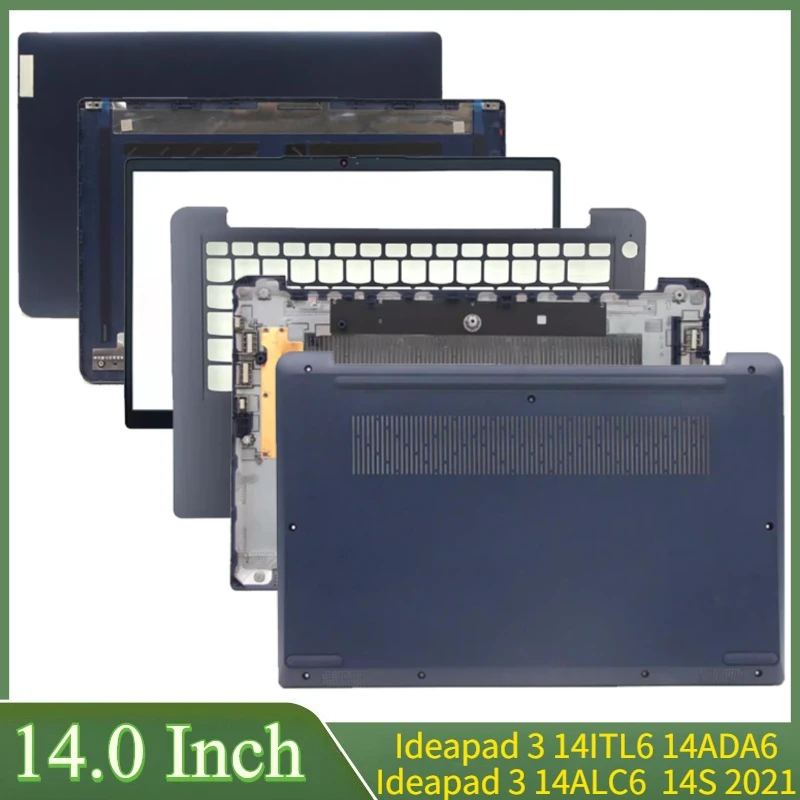 

14.0-дюймовый синий комплект для ноутбуков Ideapad 3 14ITL6, 14ADA6, Ideapad 3 14ALC6, 14S 2021: задняя крышка ЖК-дисплея, передняя рамка, петли, упор для рук, нижний корпус