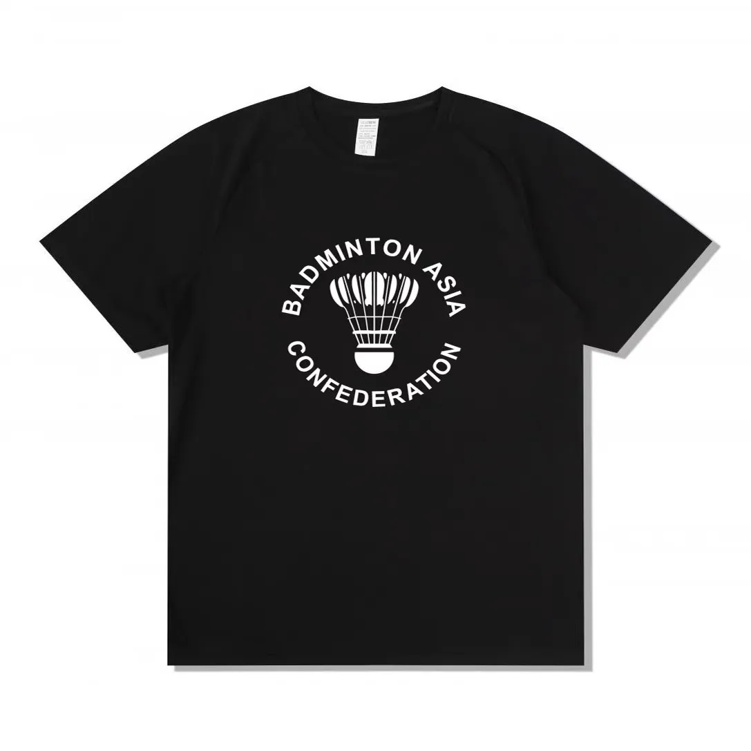 Asian Badminton Union Cultural Shirt Short Sleeve T-Shirt Pure Cotton Men's Competition Jersey Breathable Casual Style round ...