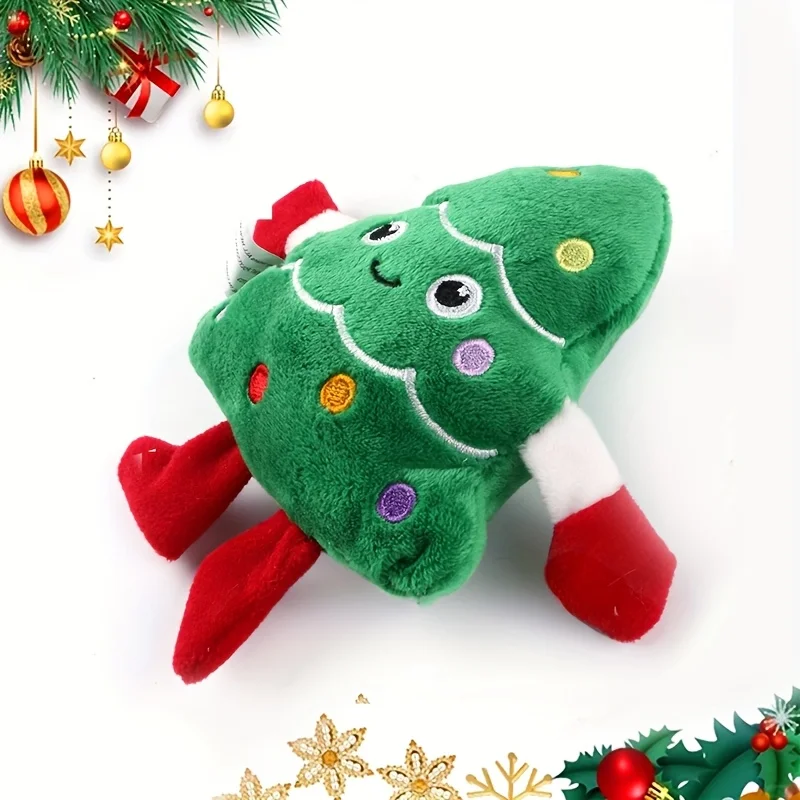 Festive Christmas Tree Plush Dog Toy, Durable Polyester Chew Toy for Small Breeds, Interactive Holiday Pet Plaything Sound Toys
