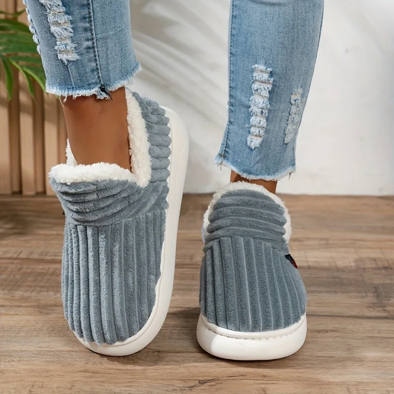 Casual Soft Sole Slippers for Women Winter Fashion Fur Boots Fuzzy Plush Men Slipper Warm Furry Women Cotton Shoes