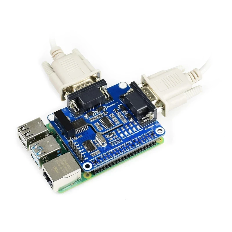 Tweekanaals geïsoleerde RS232-uitbreidingskaartmodule SC16IS752 + SP3232-oplossing voor Raspberry Pi