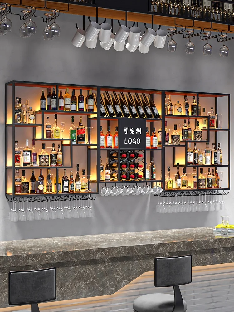 Modern Bar Counter Wall Hanging Cabinet Wine Rack Wall-mounted Restaurant Wine Cabinet Wall Hanging Wine Creative Rack