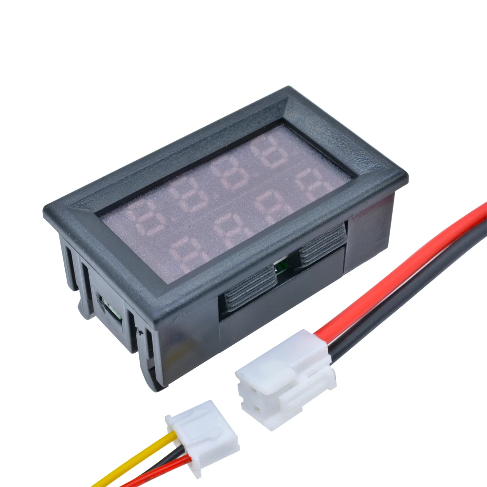 Imagem -06 - Led Voltímetro Digital com Dual Display Amperímetro Medidor de Corrente de Tensão Azul e Vermelho Tester Bit Fios dc 100v 200v 10a 0.28 in 10 Pcs
