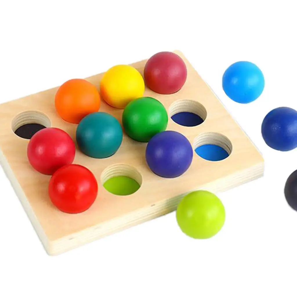 Rainbow Wooden 12 Color Sorting Matching Game, brinquedos educativos para crianças, jogo de contagem, bola brinquedos, desenvolver habilidades motoras