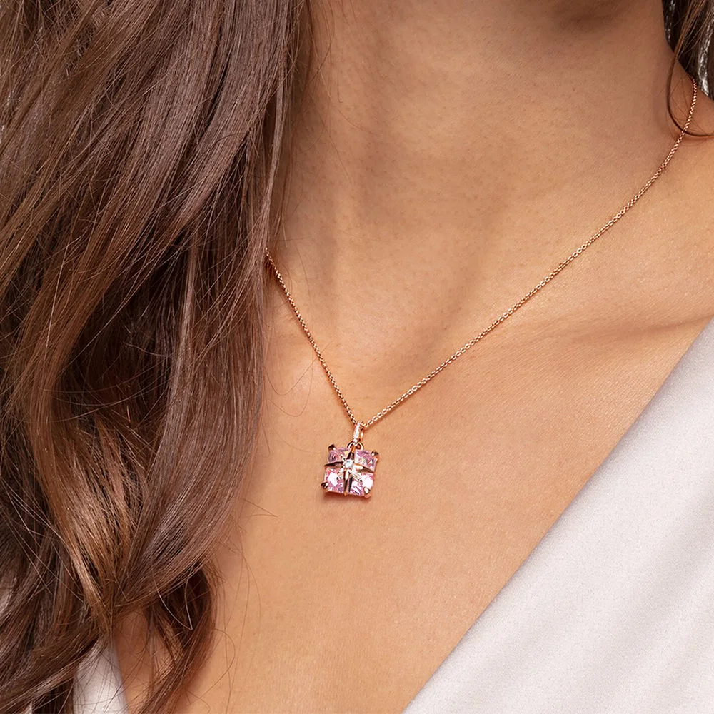 Rosévergoldeter Stern mit Steinanhänger, brandneuer Modeschmuck, romantisches Geschenk für Frauen – Detail 3