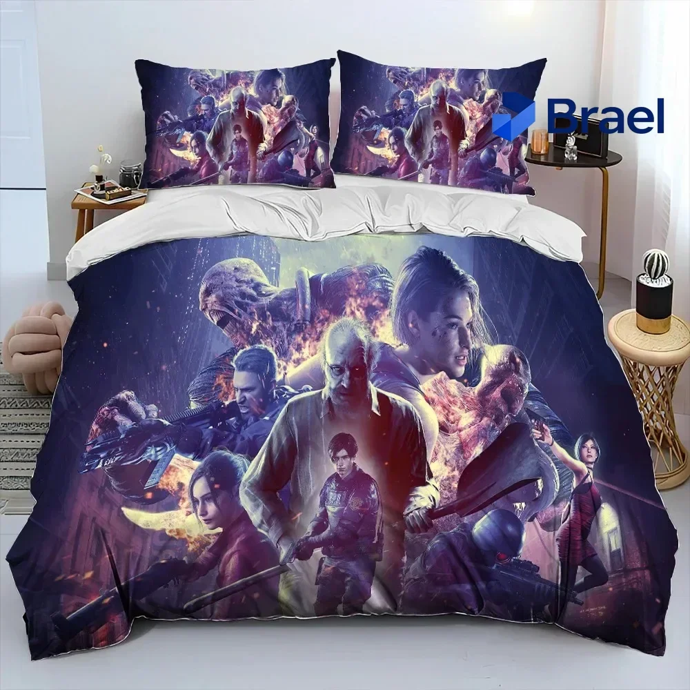 Exquisite 3D R-Resident Evil Games Gamer Comforter Bedding Set,Duvet Cover Bed Set Quilt Cover Pillowcase,king Queen Size Beddin