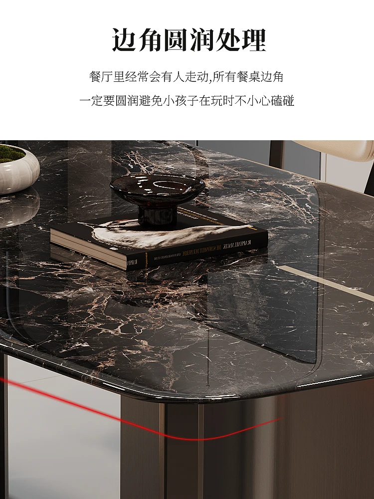 Dining Table and Chairs, Simple Household Small Apartment, Rectangular Marble Surface, Luxury Stone Slate Dining Table