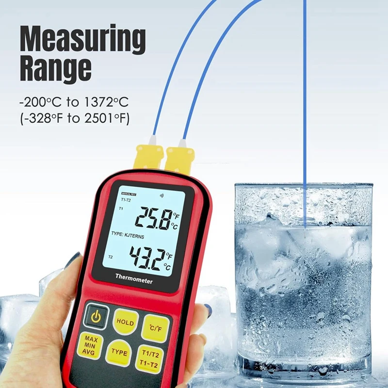 Imagem -04 - Termômetro Digital Dual Channel Termômetro com Duas Sondas tipo k Display Lcd Medidor de Temperatura