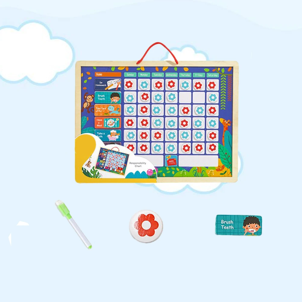 

Wooden Magnetic Responsibility Chart Educational Behavior Tracking Board For Kids Self-Discipline Goal Setting Tool Reward