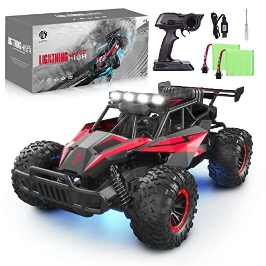 

1:16 Scale Remote Control Car 20 Km/h High Speed Off Road RC Monster Truck with LED Headlights and Chassis Lights Electric Toy