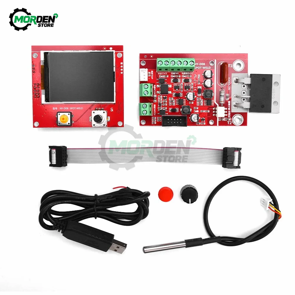 NY-D08 Spot Welding Machine Controller Spot Welder Pneumatic LCD Display with Temperature Sensor for 18650 Battery Repair Tool