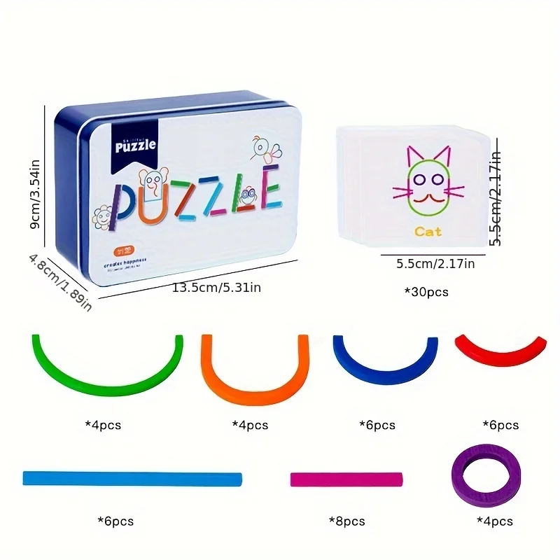ألعاب ألغاز التعليم المبكر للأطفال، حلقات خشبية إبداعية، أعواد، ألغاز، تدريب على التفكير المنطقي التجريدي، ألعاب الوالدين والطفل
