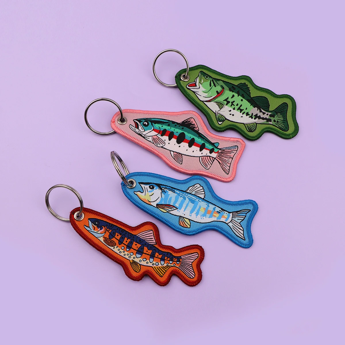 

Mix 9pcs/set Colourful Fish Series Embroidery Keychain Key Tag For Motorcycles Cars Backpack Fashion Accessories Keyring Gifts